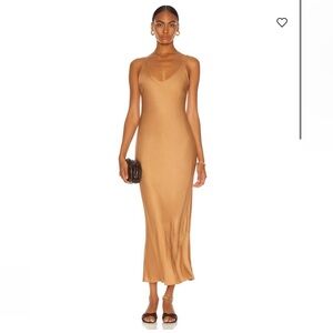 L’Agence Akiya Camel Slip Maxi Dress